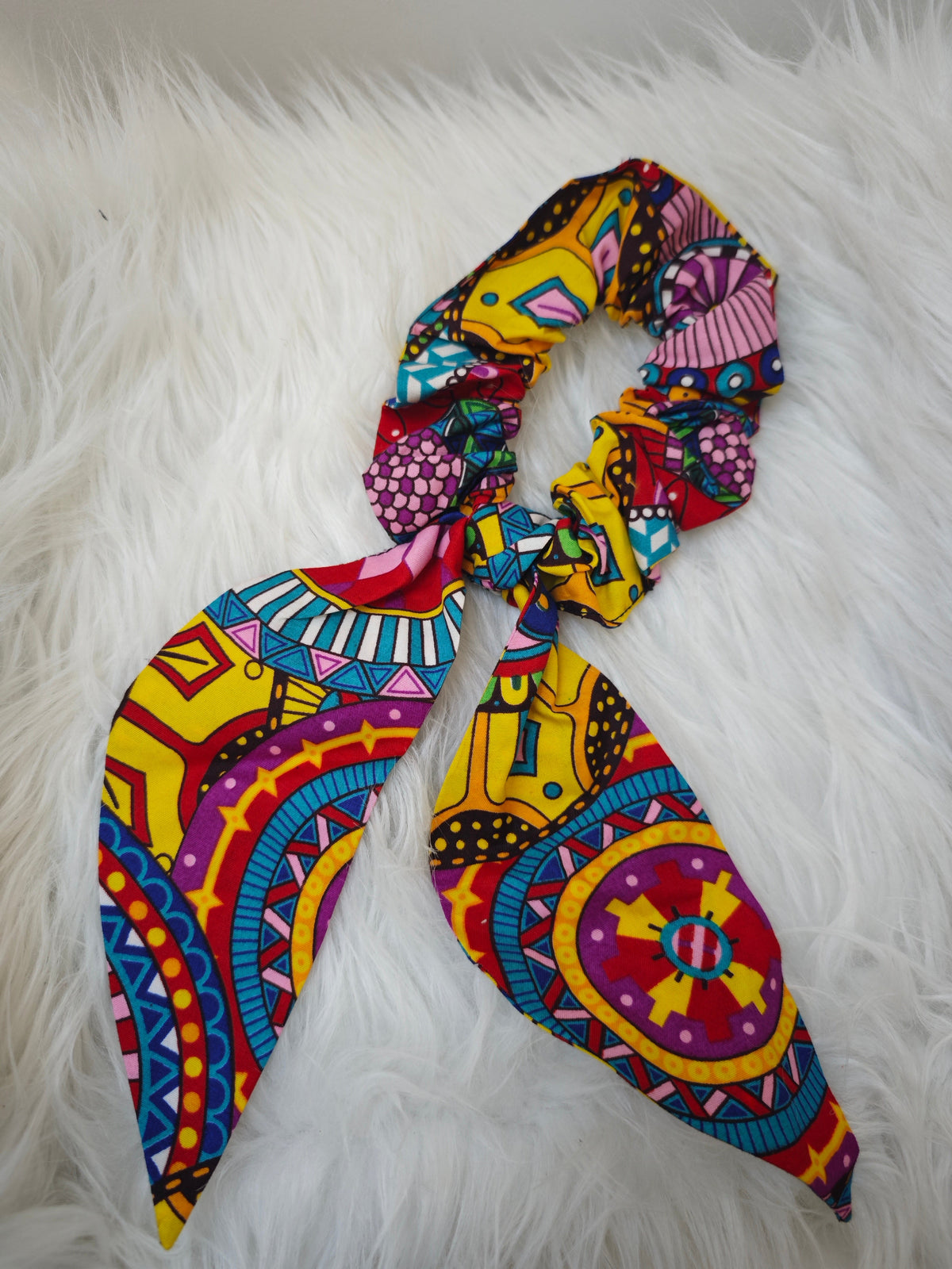 chouchou en wax pour cheveux mon panier afro motifs multicolore