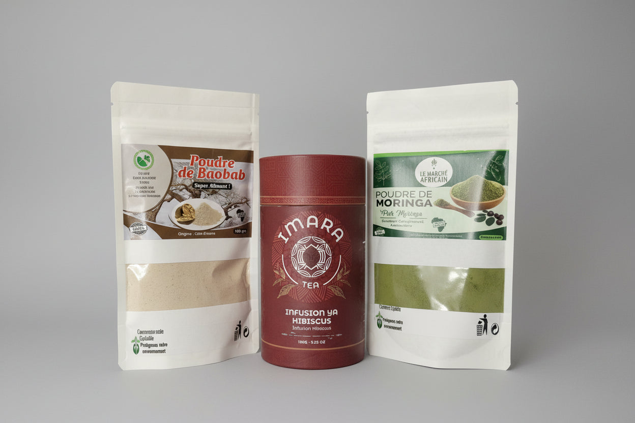 pack immunité poudre de baobab poudre de moringa infusion d'hibiscus mon panier afro 100% naturel bio