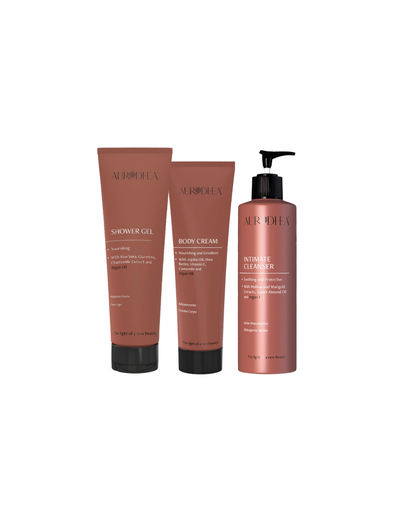 gamme de soins corporels à l'huile d'argan propriétés nourrissantes et régénérantes. gel douche doux nettoyant intime crème corps hydratante douceur naturelle