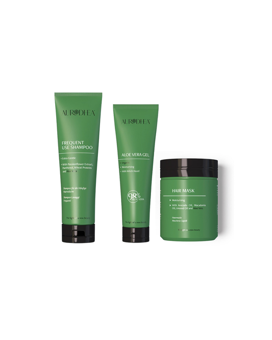 shampoing à l'aloe vera, masque capillaire à l'aloe vera, gel pur d'aloe vera 98%