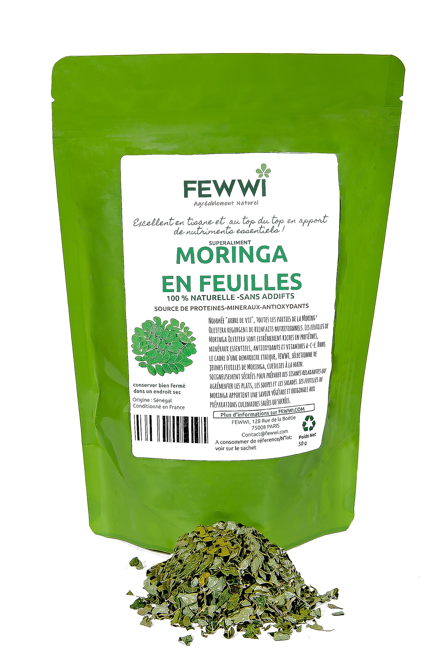 Moringa Oleifera en feuilles - Superaliment 100% Naturel - 50 g