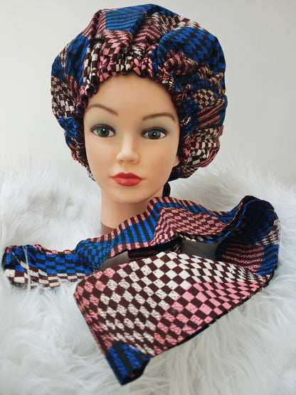 bonnet en wax cheveux motifs afro mon panier afro motifs bleu