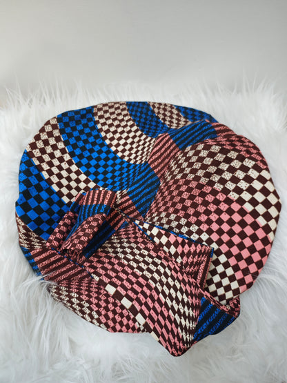 bonnet en wax cheveux motifs afro mon panier afro motifs rose bleu