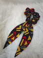 chouchou en wax pour cheveux mon panier afro motifs jaune noir rouge