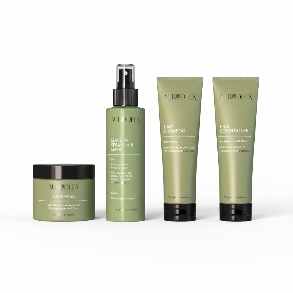 gamme capillaire à la bave d'escargot shampoing, après-shampoing, masque et leave-in