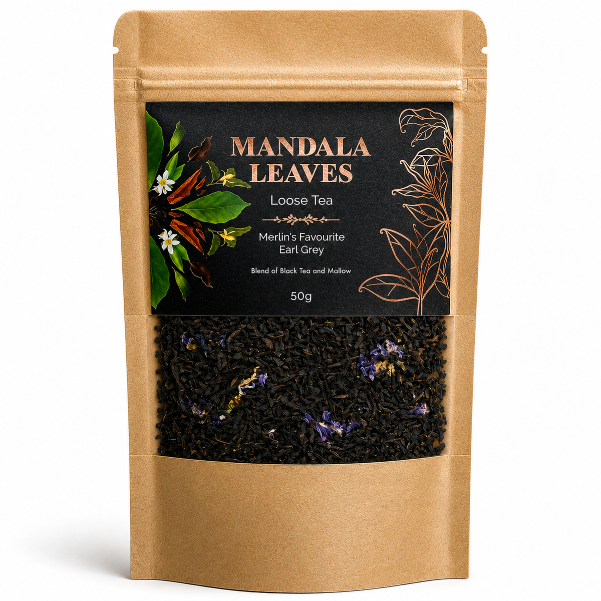 infusion clarté mentale, thé noir à la mauve mon panier afro 50g