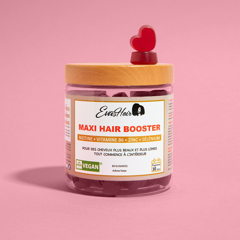 maxi hair booster eva's hair pour lutter contre l'alopécie, la chute des cheveux, les cheveux cassants, complément alimentaire cure de 30 jours mon panier afro
