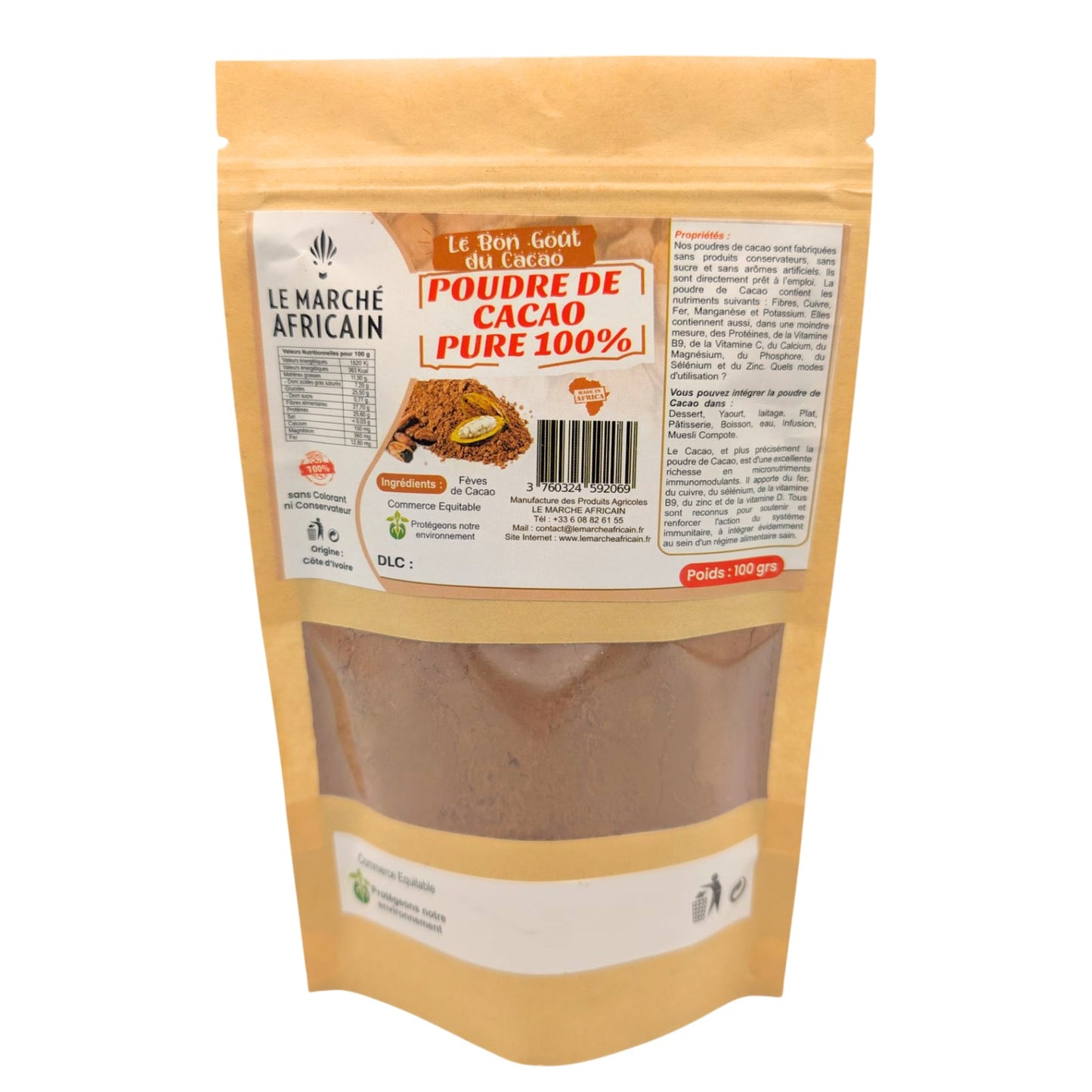 Poudre de Cacao 100% pur - 100g